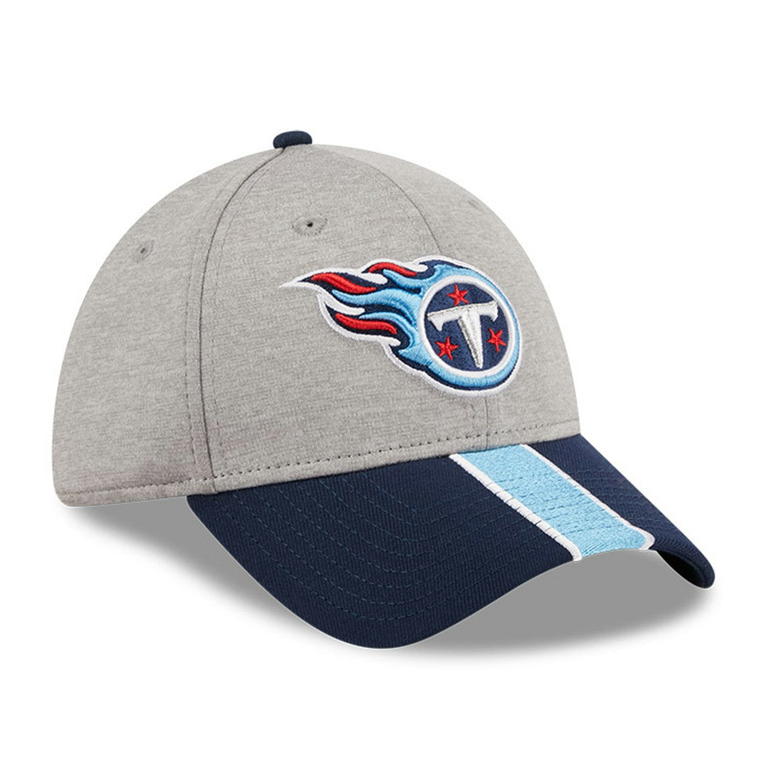 Tennessee Titans New Era Striped 39THIRTY Flex Hat Heather Gray/Navy | NFL