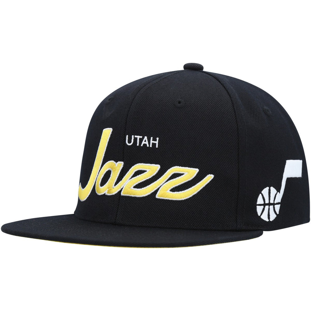 Utah Jazz Hardwood Classics Script 2.0 Snapback Hat Black - NBA