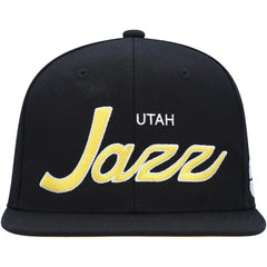 Utah Jazz Hardwood Classics Script 2.0 Snapback Hat Black - NBA