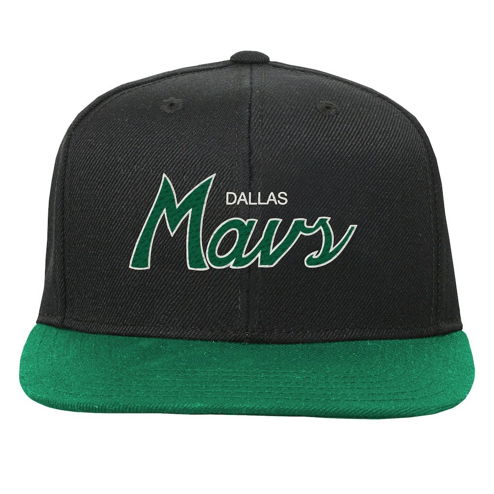 Dallas Mavericks Youth Team Script Snapback Hat Black - NBA