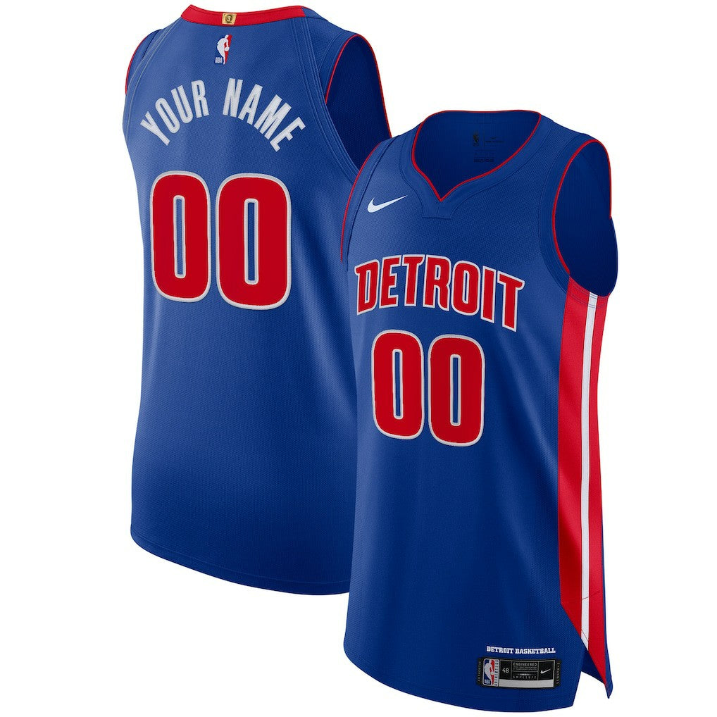 Detroit Pistons Authentic Custom Jersey Blue Icon Edition - NBA