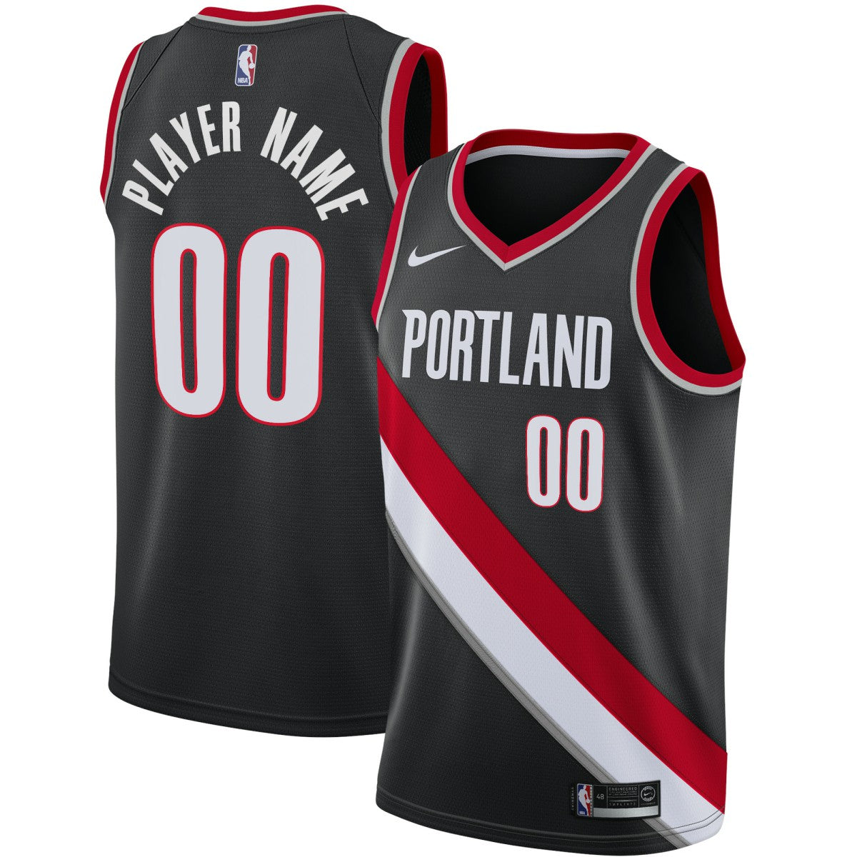 Portland Trail Blazers Swingman Custom Jersey Black Icon Edition - NBA