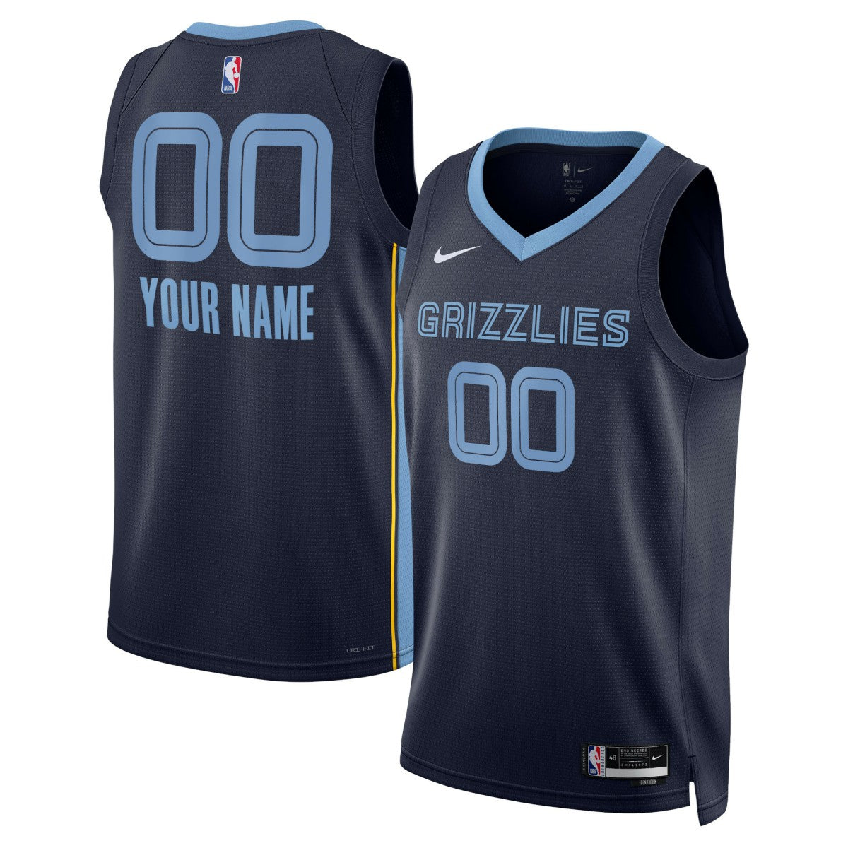 Memphis Grizzlies Unisex Swingman Custom Jersey Navy Icon Edition - NBA