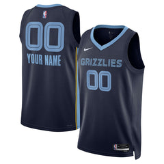Memphis Grizzlies Unisex Swingman Custom Jersey Navy Icon Edition - NBA