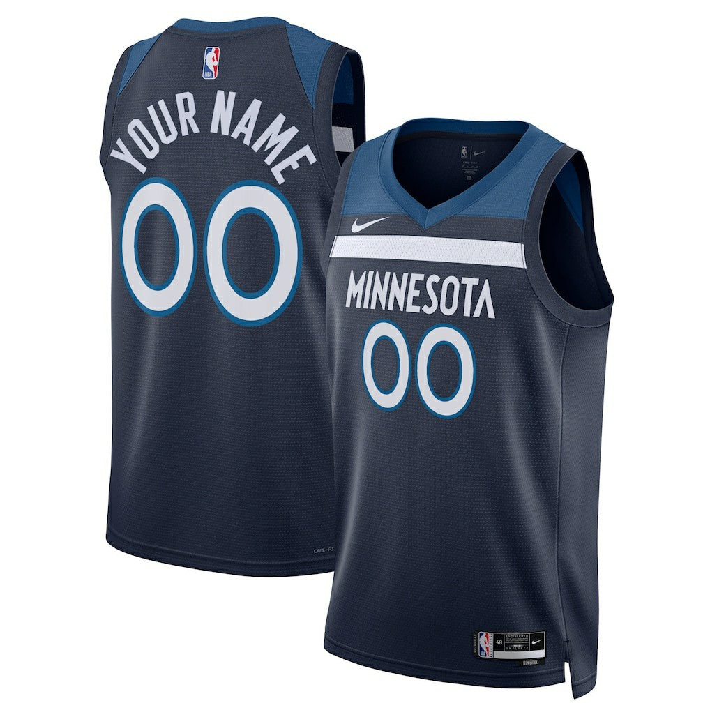 Minnesota Timberwolves Unisex Swingman Custom Jersey Navy Icon Edition - NBA