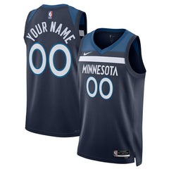 Minnesota Timberwolves Unisex Swingman Custom Jersey Navy Icon Edition - NBA