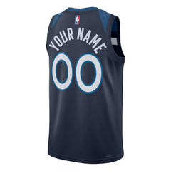 Minnesota Timberwolves Unisex Swingman Custom Jersey Navy Icon Edition - NBA