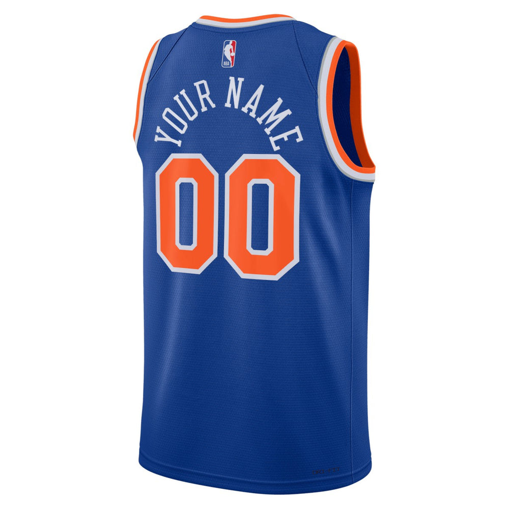 New York Knicks Unisex Swingman Custom Jersey Blue Icon Edition - NBA