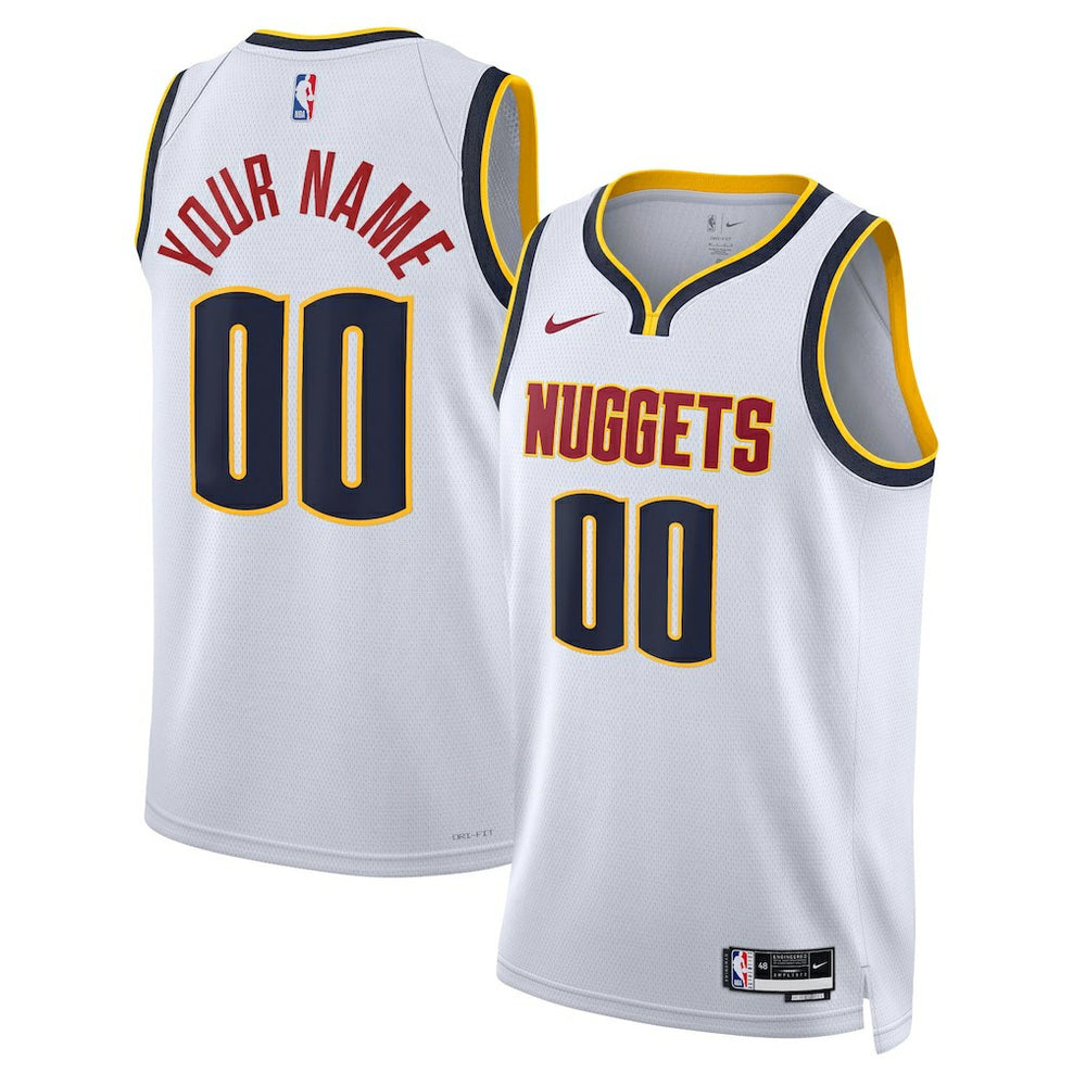 Denver Nuggets Unisex Swingman Custom Jersey White Association Edition - NBA
