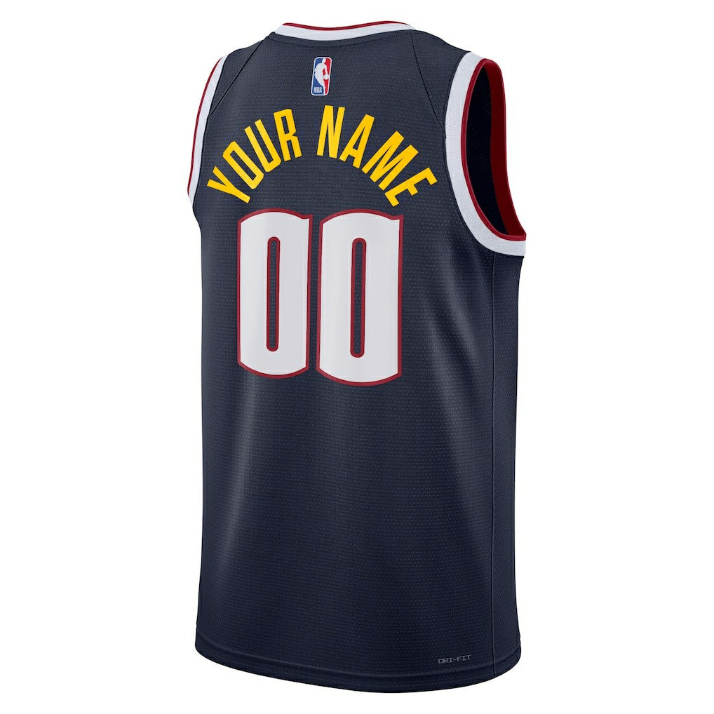 Denver Nuggets Unisex Swingman Custom Jersey Navy Icon Edition - NBA