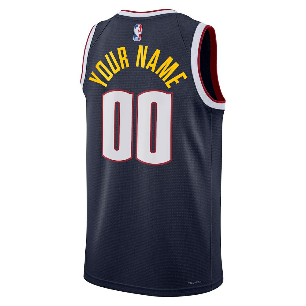 Denver Nuggets Unisex Swingman Custom Jersey Navy Icon Edition - NBA