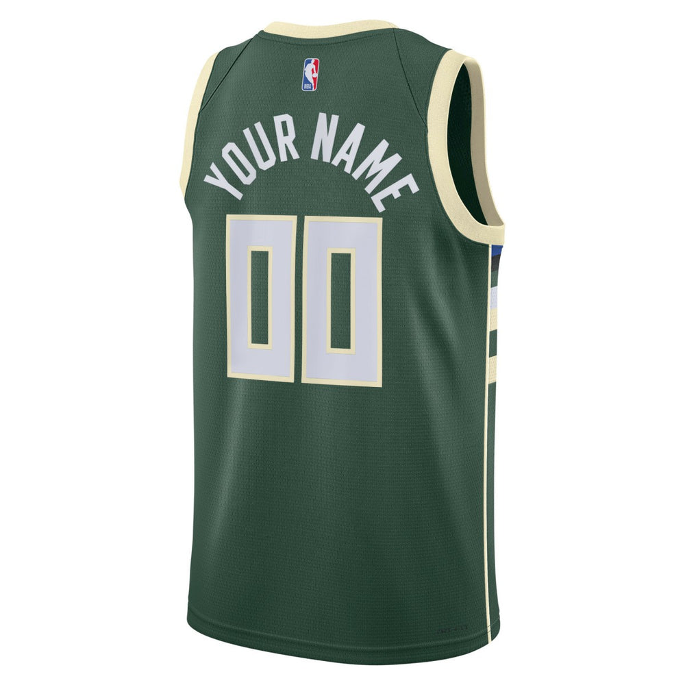 Milwaukee Bucks Unisex Swingman Custom Jersey Hunter Green Icon Edition - NBA