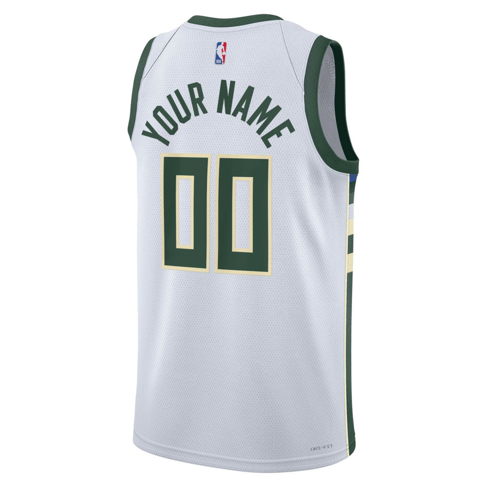 Milwaukee Bucks Unisex Swingman Custom Jersey White Association Edition - NBA