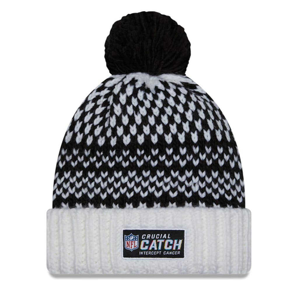 Cleveland Browns New Era Women's 2023 NFL Crucial Catch Cuffed Pom Knit Hat Black/White | NFL