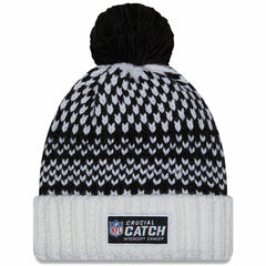 Las Vegas Raiders New Era Women's 2023 NFL Crucial Catch Cuffed Pom Knit Hat Black/White | NFL