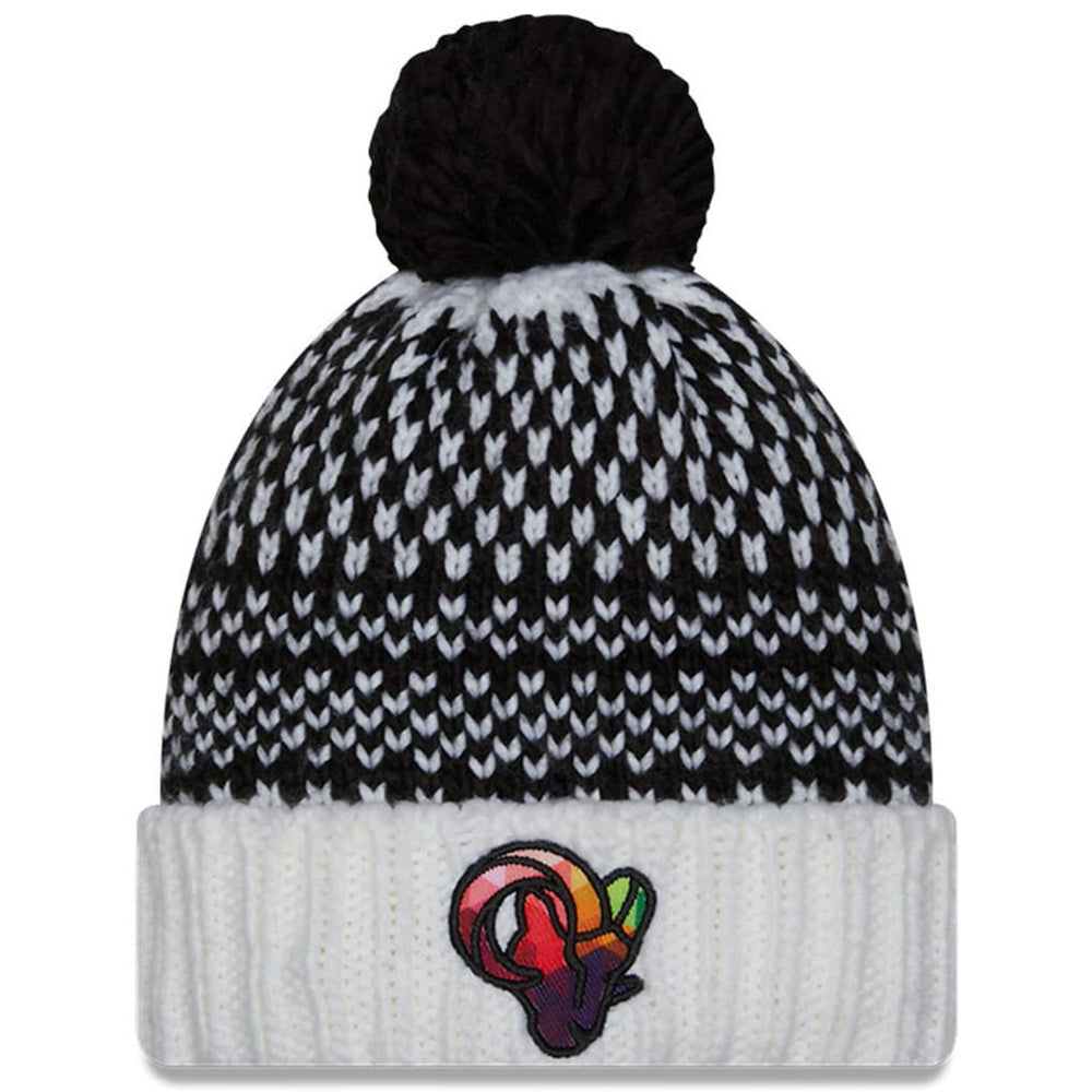Los Angeles Rams New Era Women's 2023 NFL Crucial Catch Cuffed Pom Knit Hat Black/White | NFL