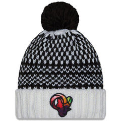 Los Angeles Rams New Era Women's 2023 NFL Crucial Catch Cuffed Pom Knit Hat Black/White | NFL