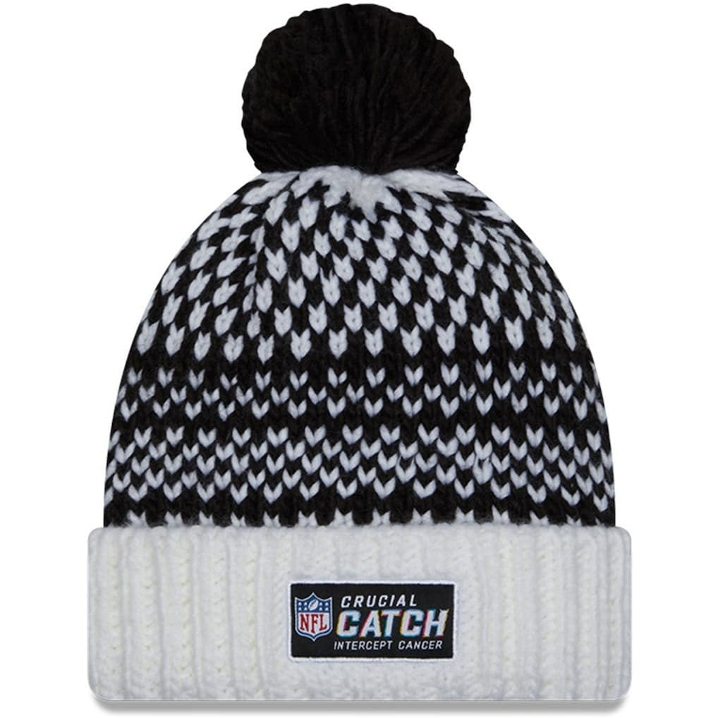 New Orleans Saints New Era Women's 2023 NFL Crucial Catch Cuffed Pom Knit Hat Black/White | NFL