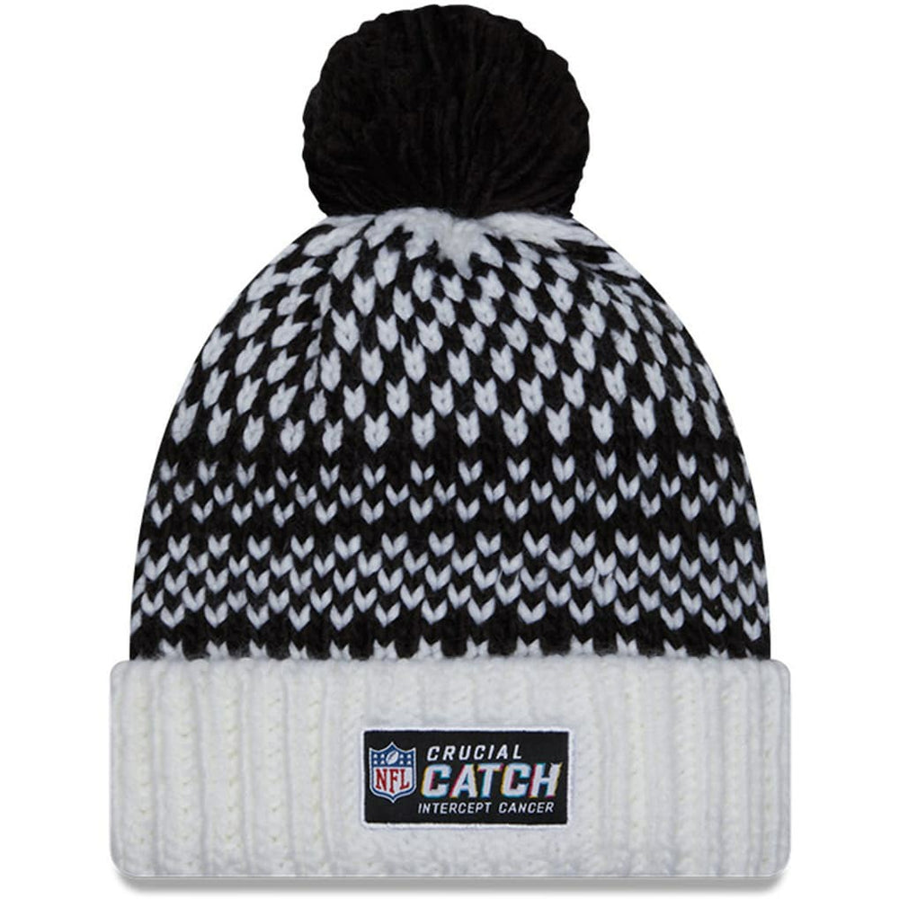 New Orleans Saints New Era Women's 2023 NFL Crucial Catch Cuffed Pom Knit Hat Black/White | NFL