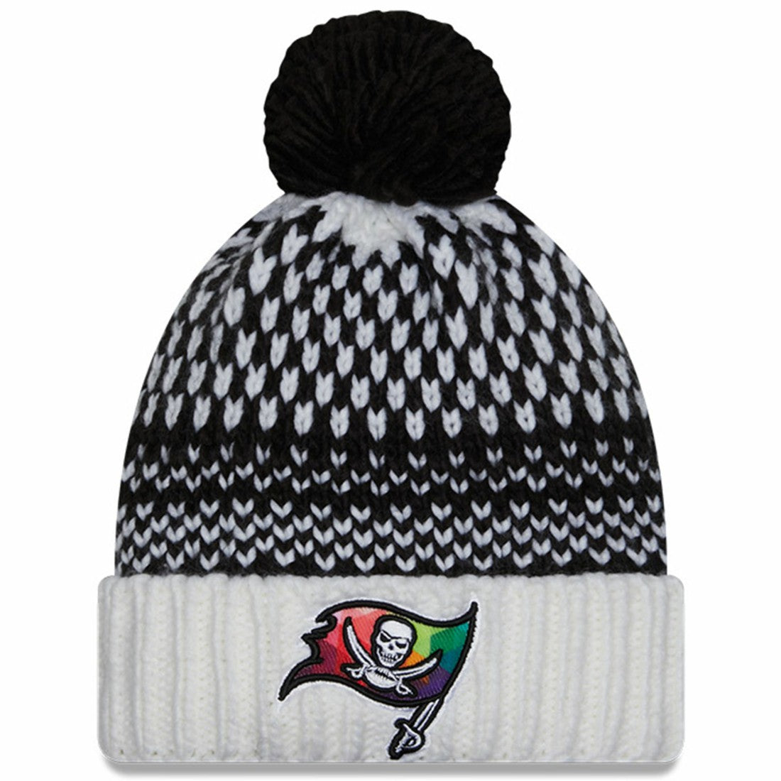 Tampa Bay Buccaneers New Era Women's 2023 NFL Crucial Catch Cuffed Pom Knit Hat Black/White | NFL