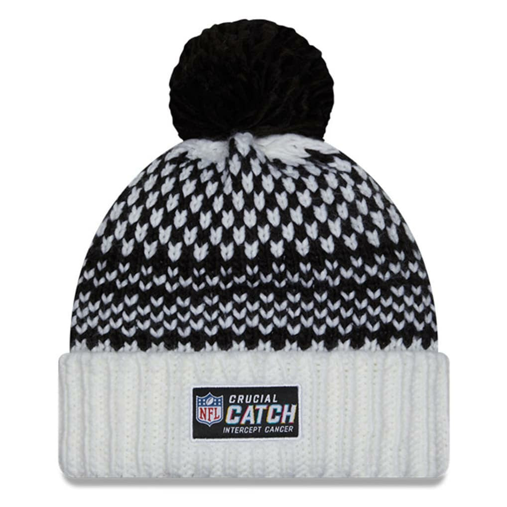Dallas Cowboys New Era Women's 2023 NFL Crucial Catch Cuffed Pom Knit Hat Black/White | NFL
