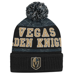 Vegas Golden Knights Youth Puck Cuffed Knit Hat with Pom - Black - NHL