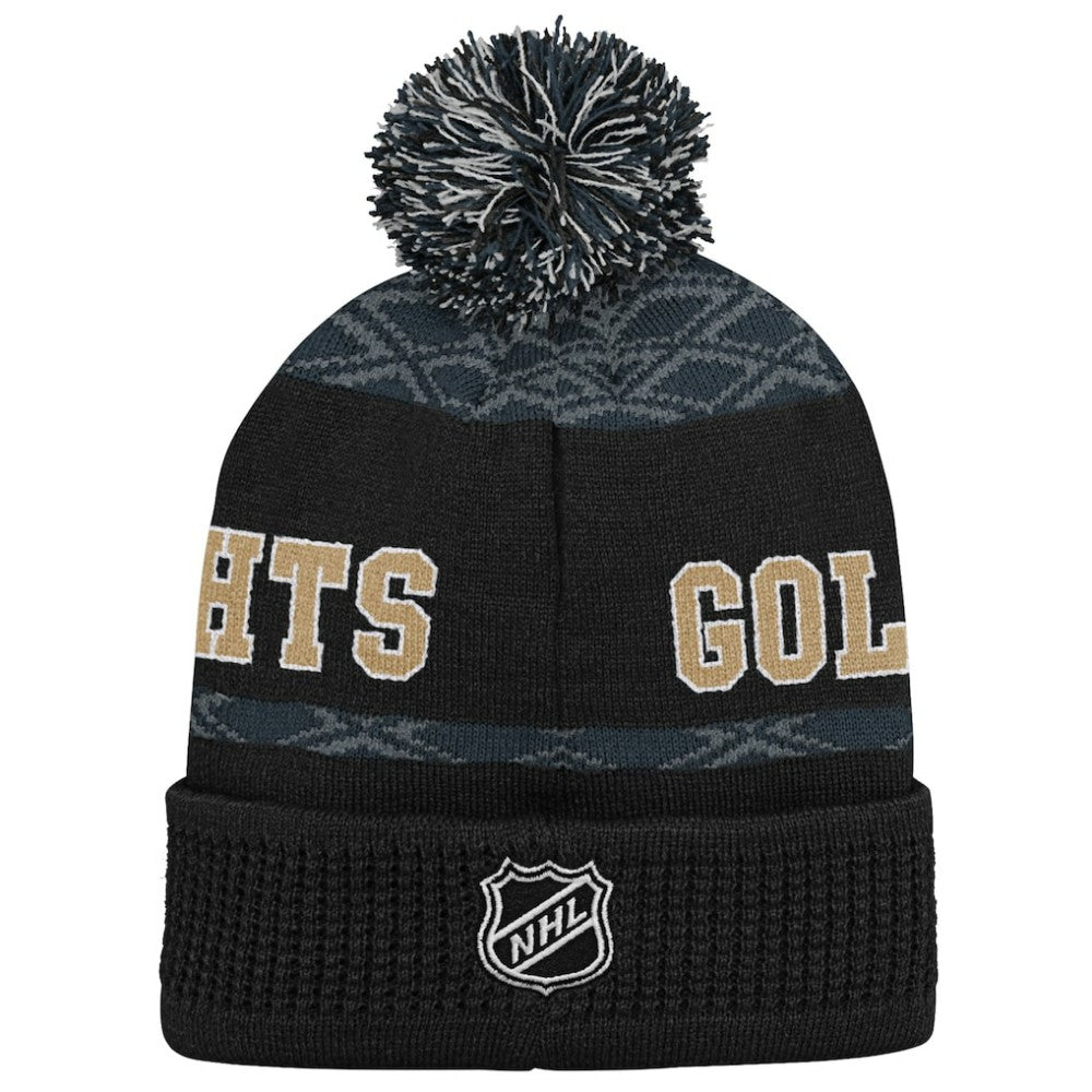 Vegas Golden Knights Youth Puck Cuffed Knit Hat with Pom - Black - NHL