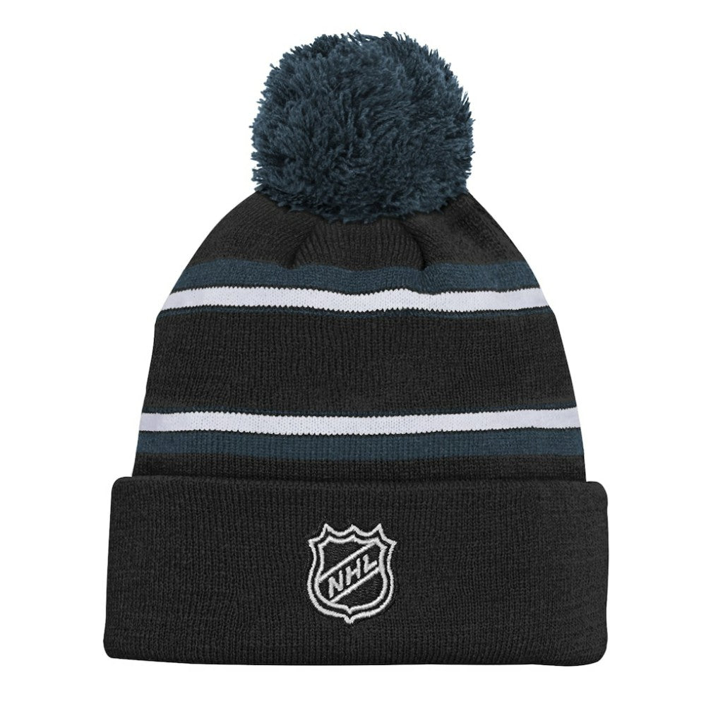 Vegas Golden Knights Youth Jacquard Cuffed Knit Hat with Pom - Black - NHL