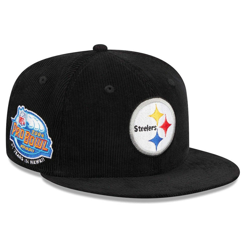 Pittsburgh Steelers New Era Throwback Cord 59FIFTY Fitted Hat Black | NFL