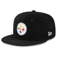 Pittsburgh Steelers New Era Throwback Cord 59FIFTY Fitted Hat Black | NFL