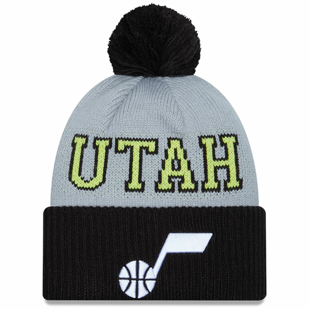 Utah Jazz Tip-Off Two-Tone Cuffed Knit Hat with Pom Black/Gray - NBA
