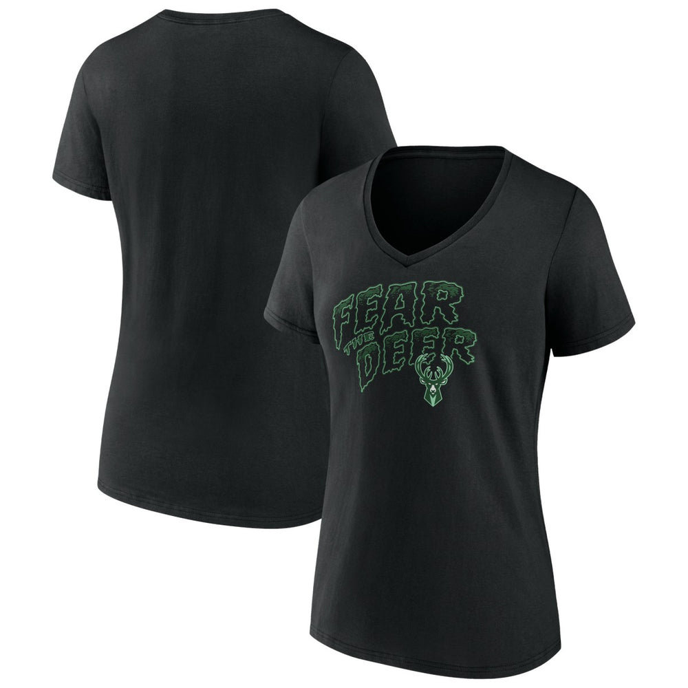 Milwaukee Bucks Women's Team Pride V-Neck T-Shirt Black - NBA