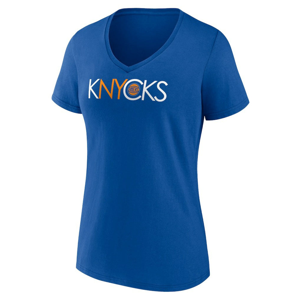 New York Knicks Women's Team Pride V-Neck T-Shirt Blue - NBA
