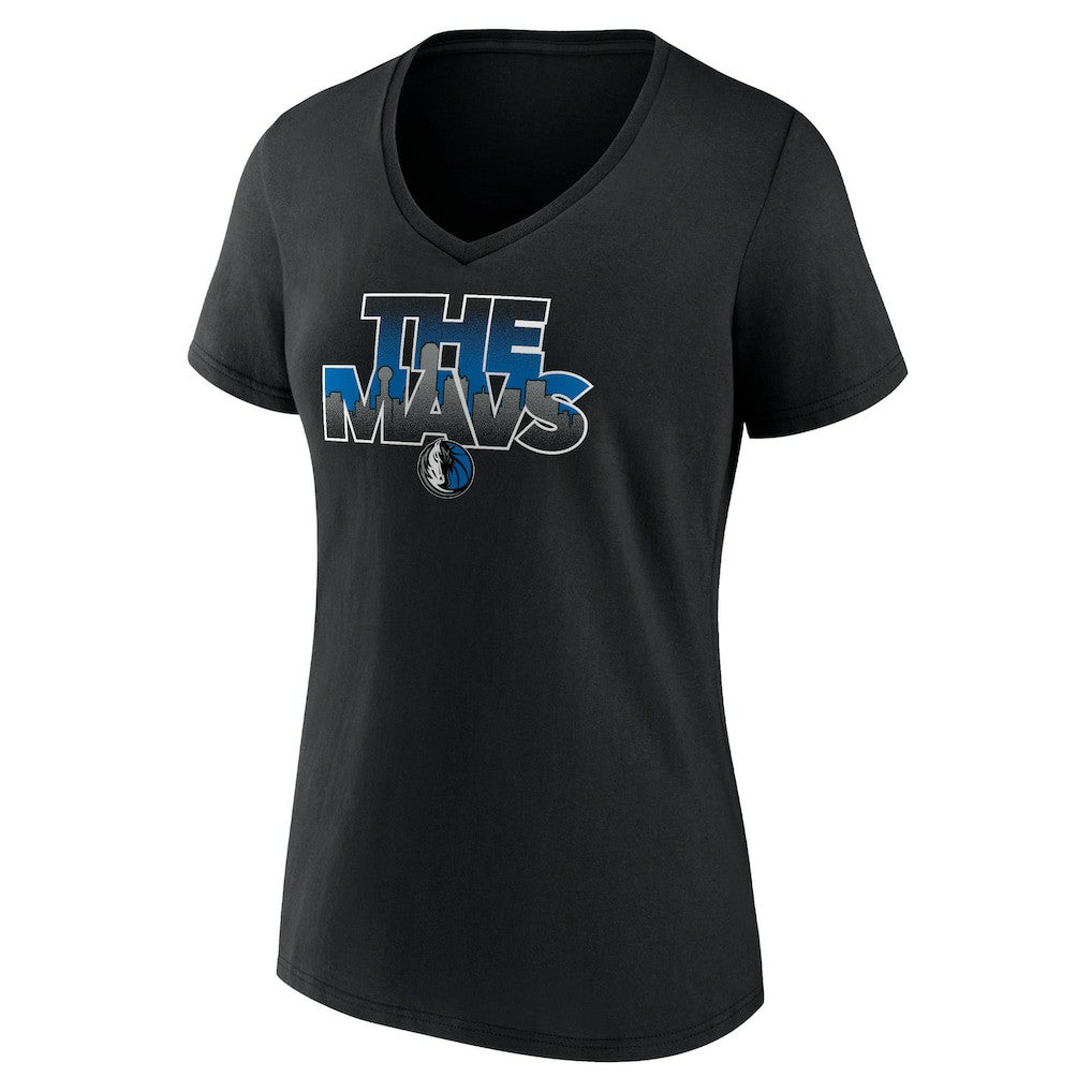 Dallas Mavericks Women's Announcer V-Neck T-Shirt Black - NBA
