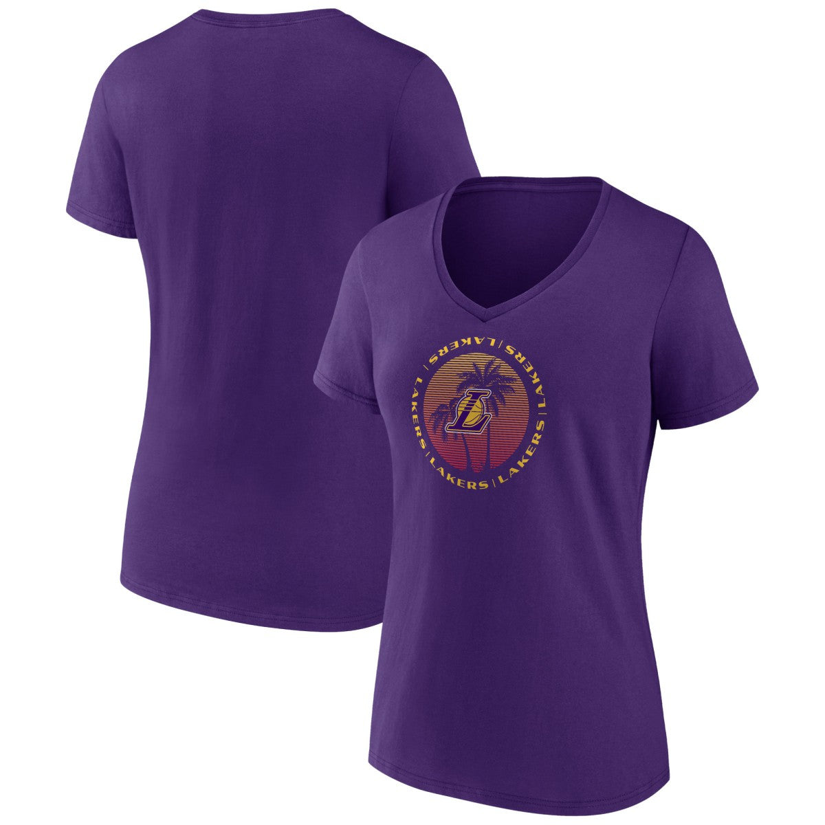Los Angeles Lakers Women's Announcer V-Neck T-Shirt Purple - NBA