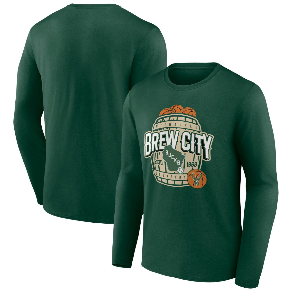 Milwaukee Bucks Announcer Long Sleeve T-Shirt Hunter Green - NBA