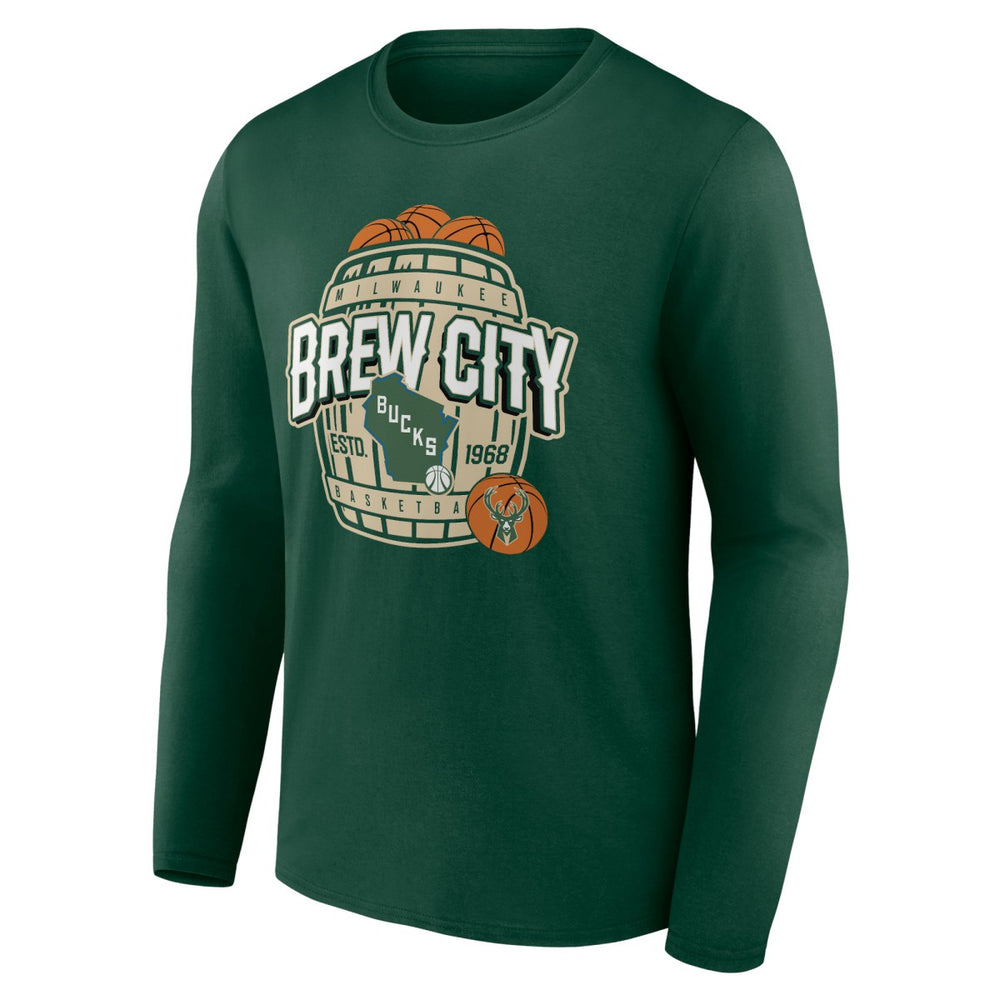 Milwaukee Bucks Announcer Long Sleeve T-Shirt Hunter Green - NBA