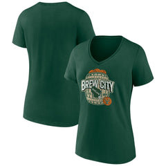 Milwaukee Bucks Women's Announcer V-Neck T-Shirt Hunter Green - NBA