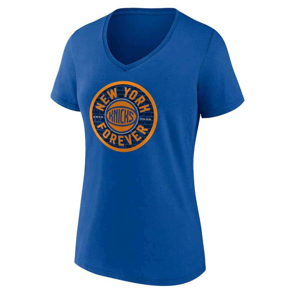New York Knicks Women's Huddle V-Neck T-Shirt Blue - NBA