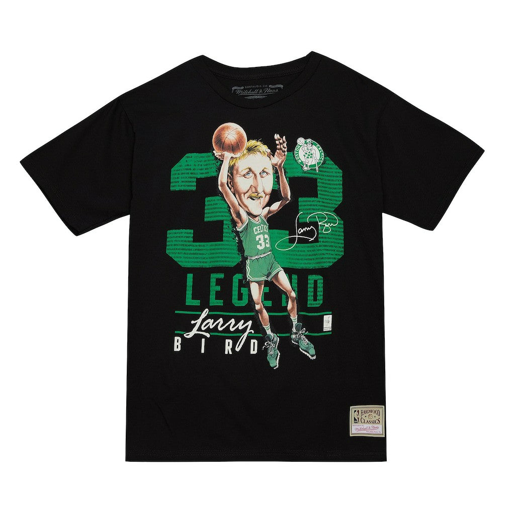 Larry Bird Boston Celtics Hardwood Classics Caricature T-Shirt Black - NBA