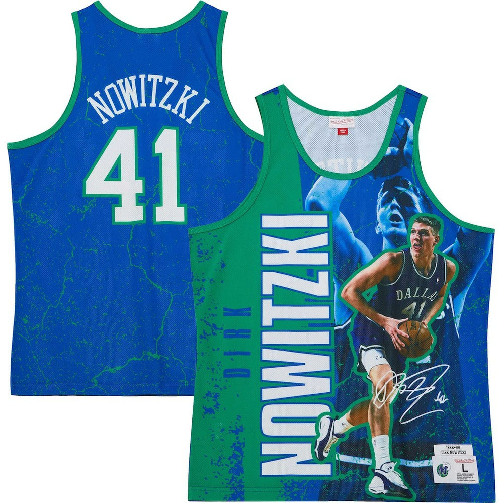 Dirk Nowitzki Dallas Mavericks Hardwood Classics Player Burst Tank Top Blue - NBA