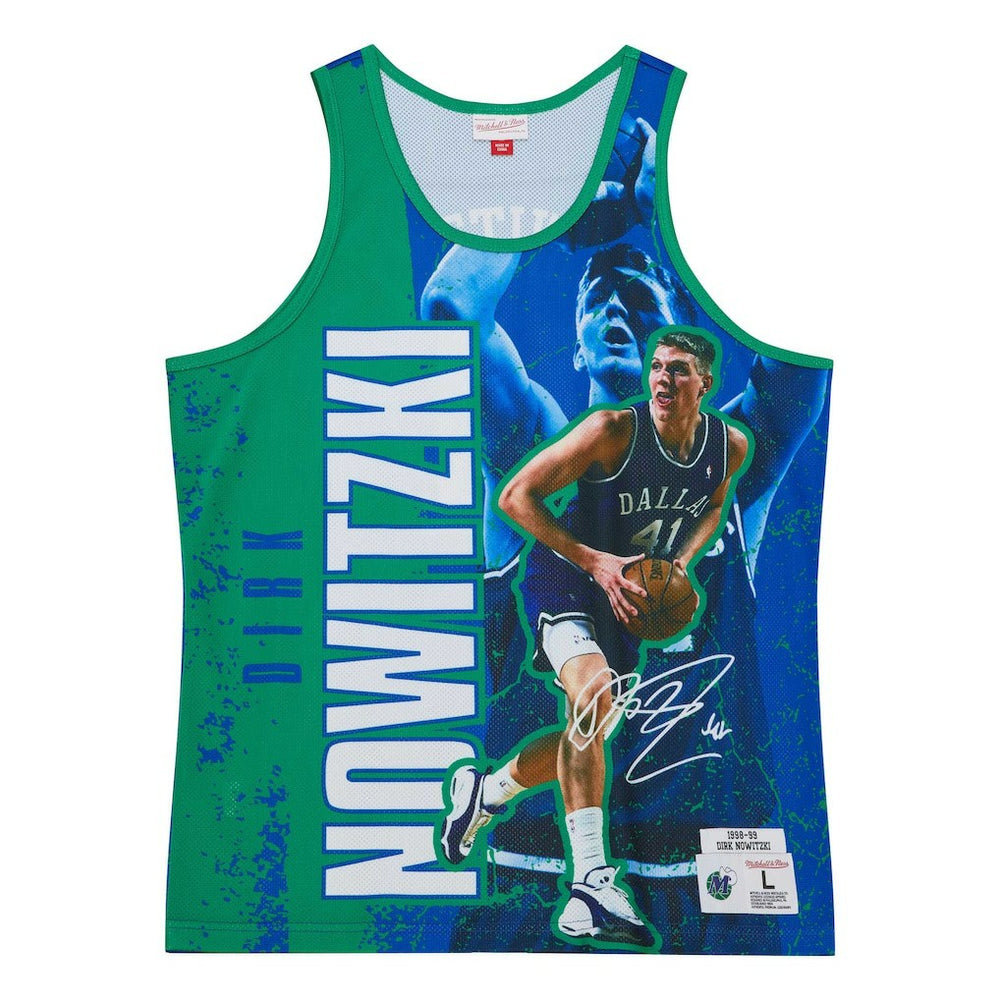 Dirk Nowitzki Dallas Mavericks Hardwood Classics Player Burst Tank Top Blue - NBA