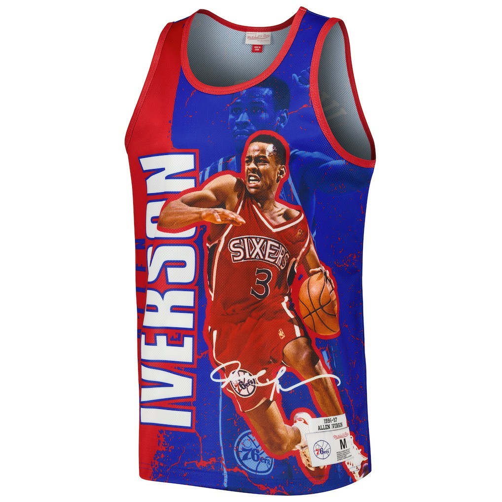 Allen Iverson Philadelphia 76ers 1996-97 Hardwood Classics Player Burst Tank Top Royal - NBA