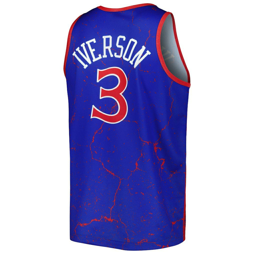 Allen Iverson Philadelphia 76ers 1996-97 Hardwood Classics Player Burst Tank Top Royal - NBA