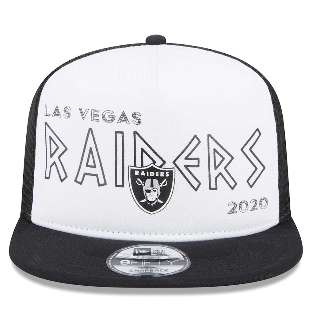 Las Vegas Raiders New Era Banger 9FIFTY Trucker Snapback Hat White/Black | NFL