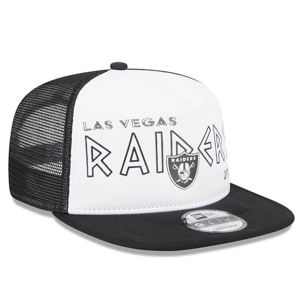 Las Vegas Raiders New Era Banger 9FIFTY Trucker Snapback Hat White/Black | NFL