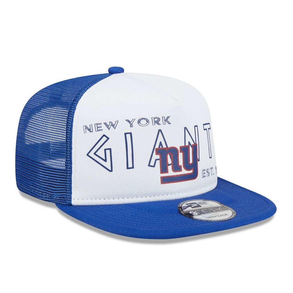 New York Giants New Era Banger 9FIFTY Trucker Snapback Hat White/Royal | NFL
