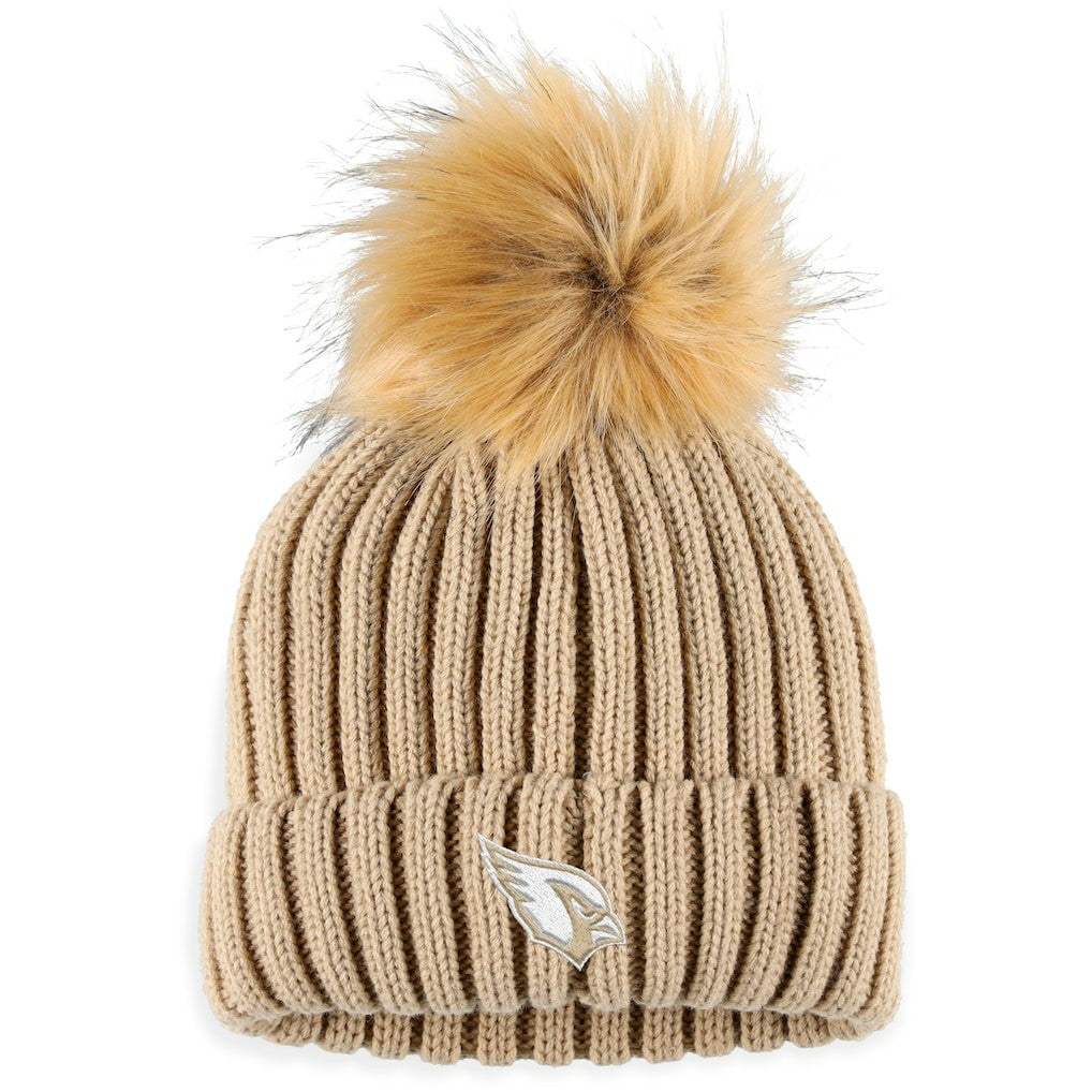 Arizona Cardinals WEAR by Erin Andrews Women's Neutral Cuffed Knit Hat with Pom Natural | NFL