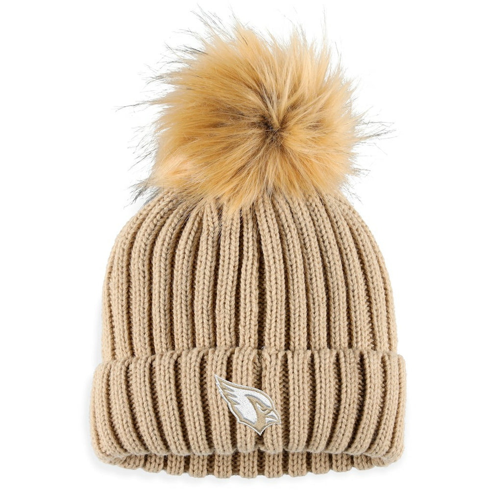 Arizona Cardinals WEAR by Erin Andrews Women's Neutral Cuffed Knit Hat with Pom Natural | NFL
