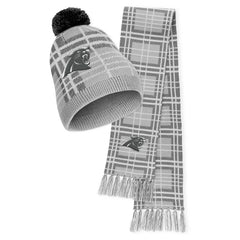 Carolina Panthers WEAR by Erin Andrews Women's Plaid Knit Hat with Pom & Scarf Set | NFL